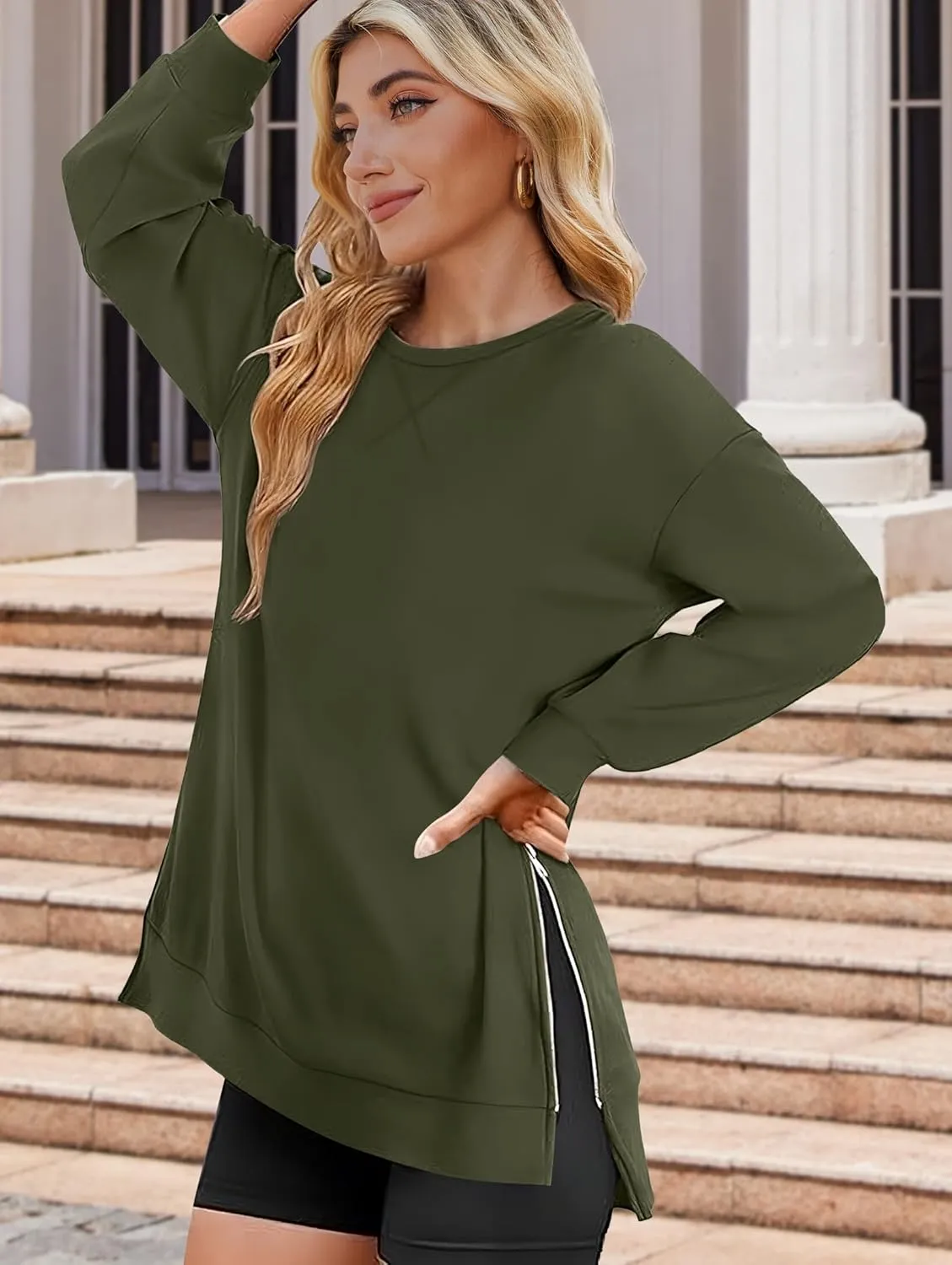 Zeagoo Womens Tops Long Sleeve Lightweight Shirts 2025 Spring Fashion Trendy Tops Crewneck Casual Sweatshirt