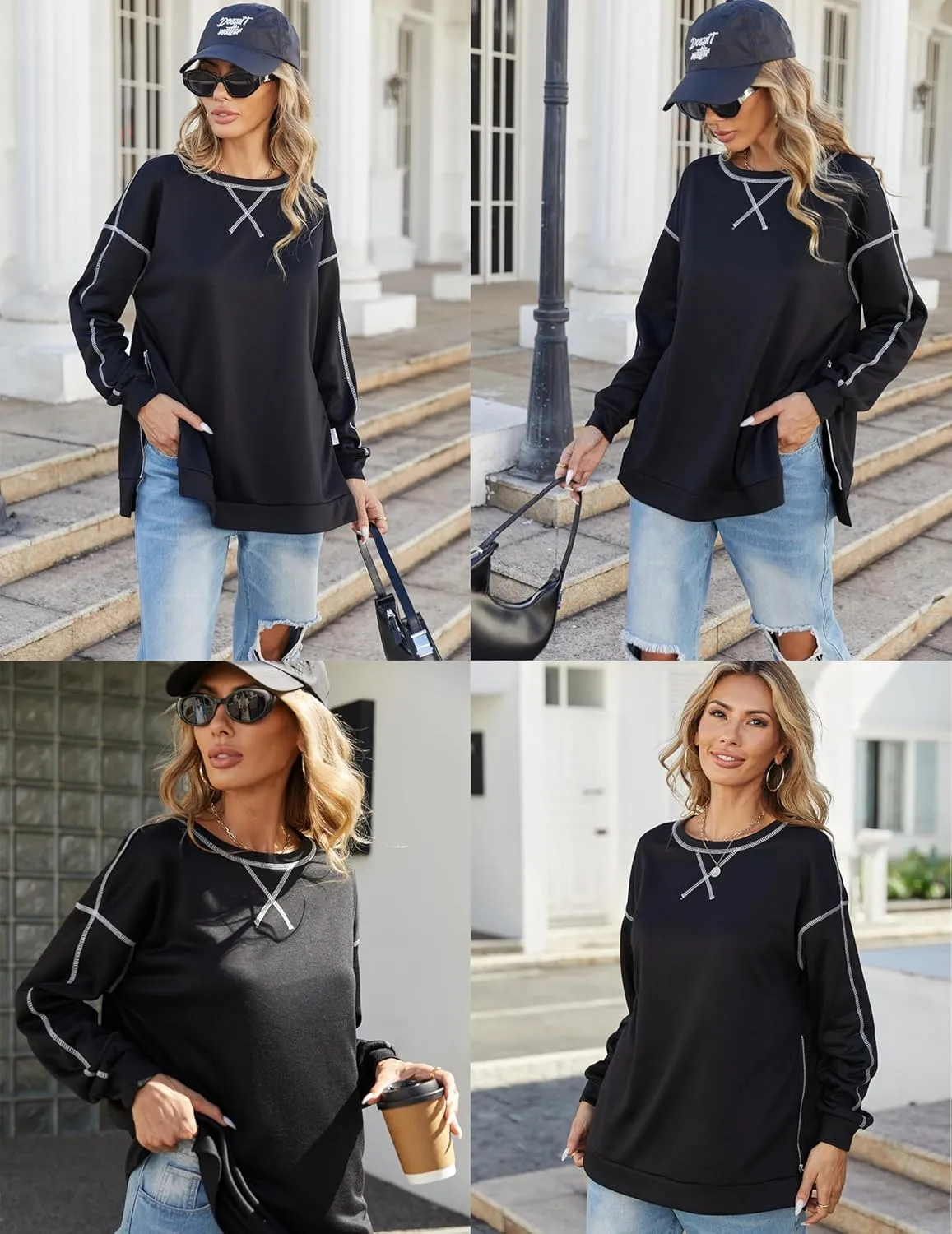 Zeagoo Womens Tops Long Sleeve Lightweight Shirts 2025 Spring Fashion Trendy Tops Crewneck Casual Sweatshirt