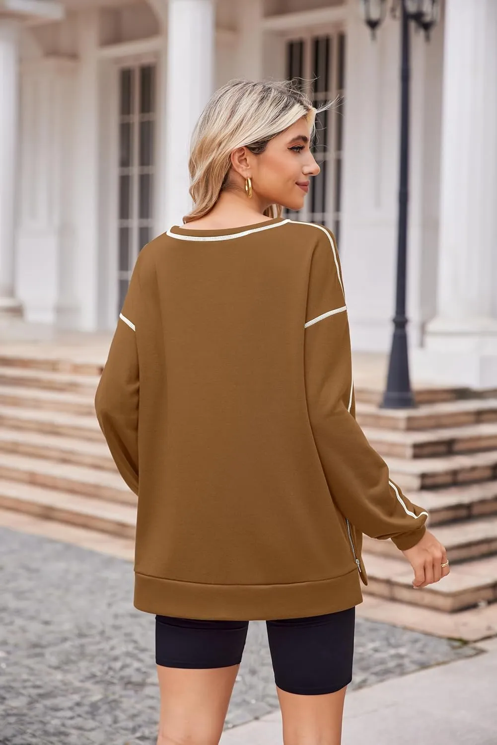 Zeagoo Womens Tops Long Sleeve Lightweight Shirts 2025 Spring Fashion Trendy Tops Crewneck Casual Sweatshirt