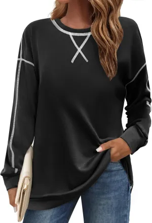 Zeagoo Womens Tops Long Sleeve Lightweight Shirts 2025 Spring Fashion Trendy Tops Crewneck Casual Sweatshirt