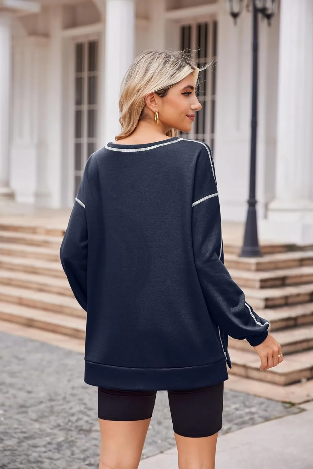 Zeagoo Womens Tops Long Sleeve Lightweight Shirts 2025 Spring Fashion Trendy Tops Crewneck Casual Sweatshirt