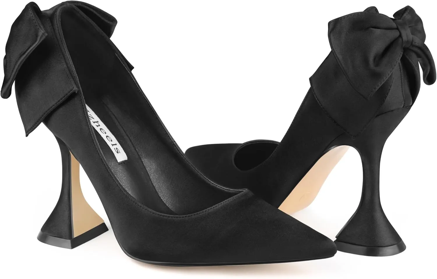 Zzheels Women's 3.74" Bow Pumps Pointed Toe Triangle Heel Pump Wedding Shoes