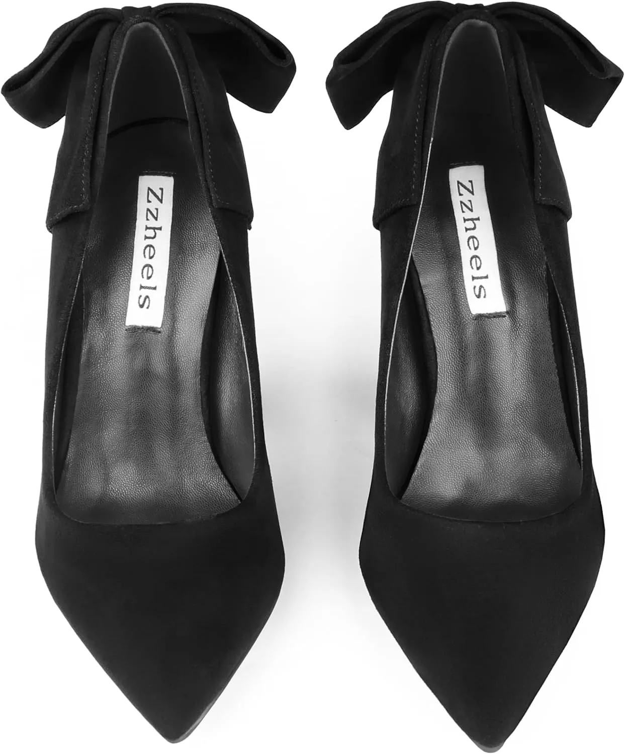 Zzheels Women's 3.74" Bow Pumps Pointed Toe Triangle Heel Pump Wedding Shoes