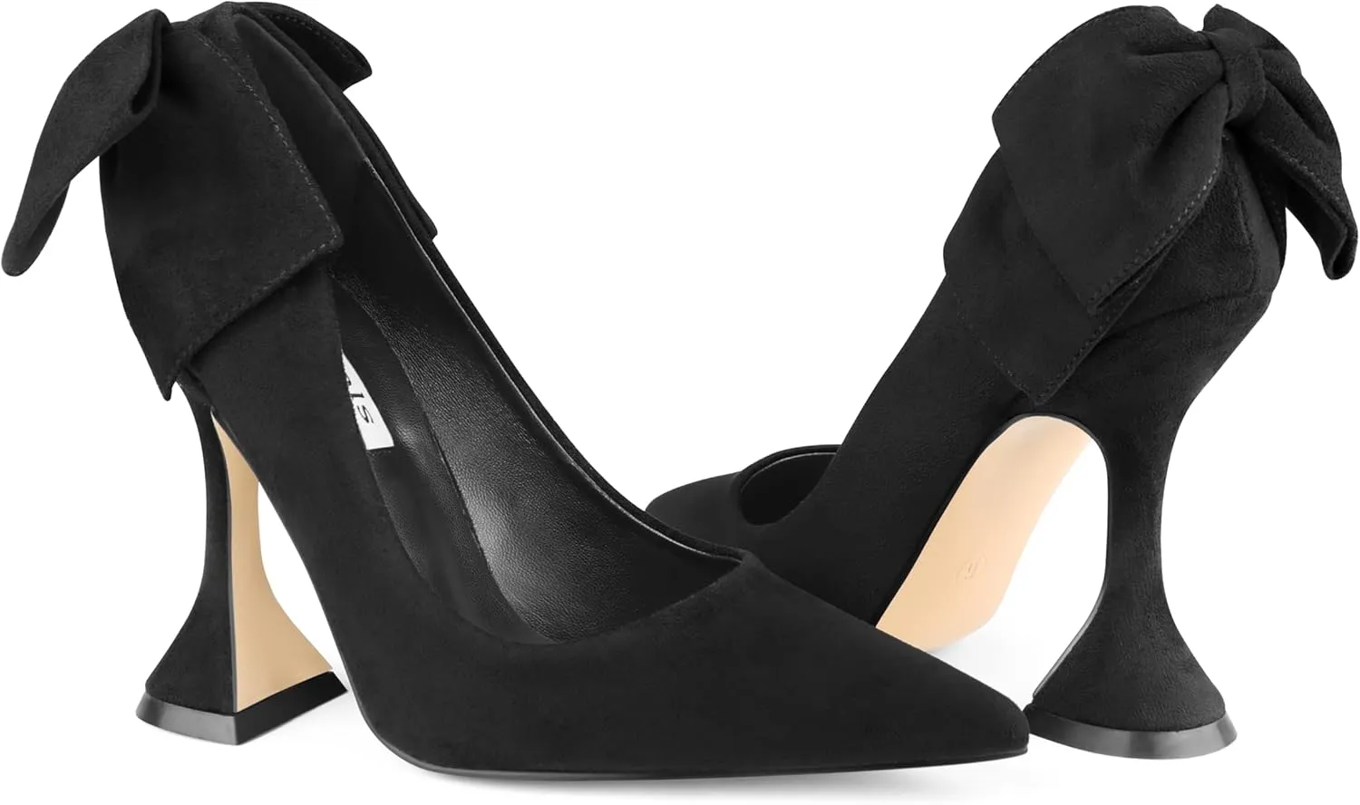 Zzheels Women's 3.74" Bow Pumps Pointed Toe Triangle Heel Pump Wedding Shoes