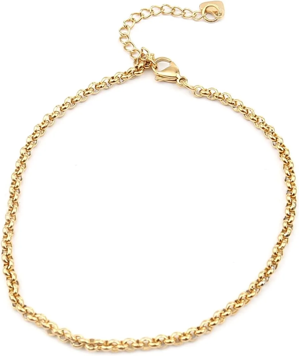 ZZSRJ 1PC Stainless Steel Anklet Ladies Men's Jewelry Gold Silver Geometric Heart Jewelry Gift (Metal Color : 9)