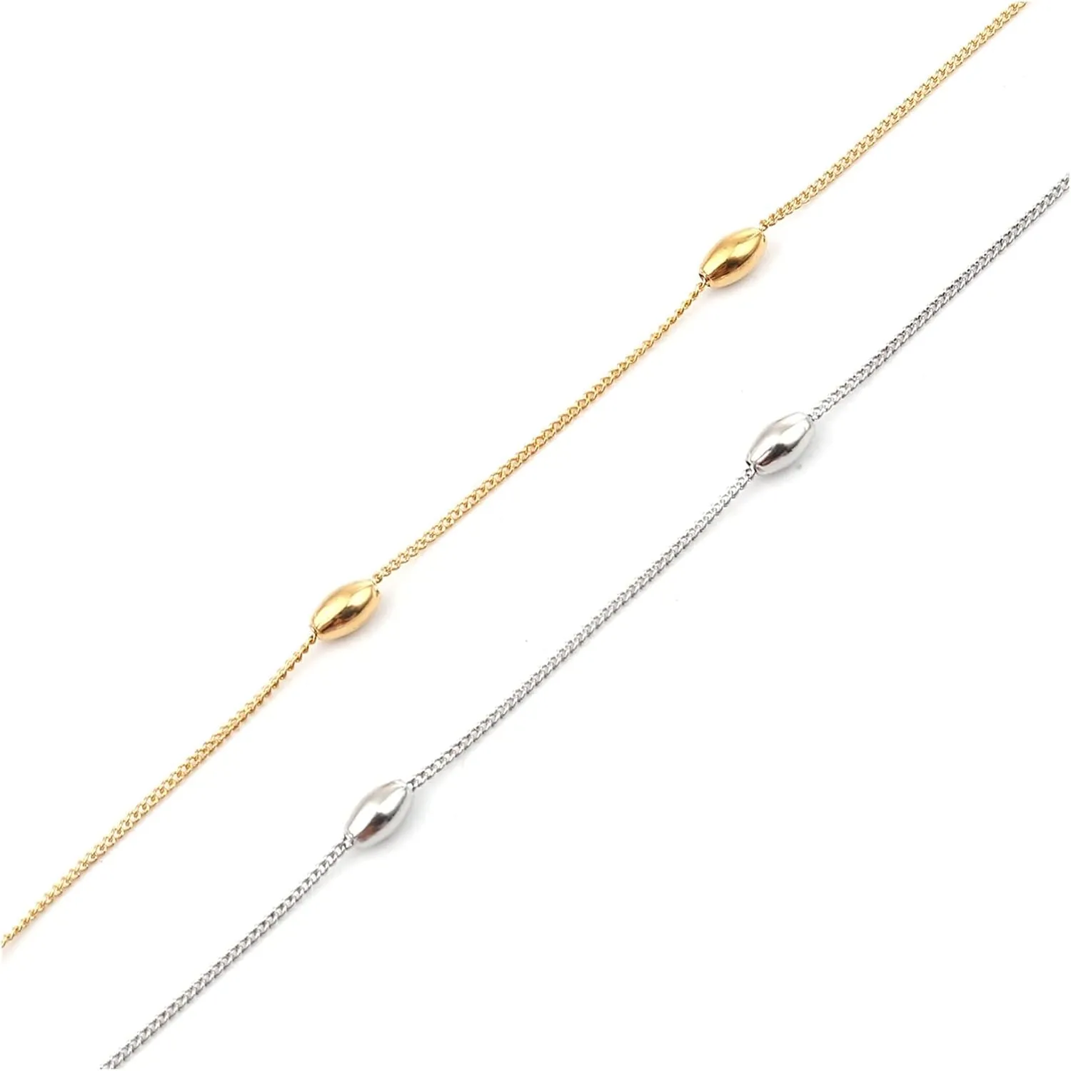 ZZSRJ 1PC Stainless Steel Anklet Ladies Men's Jewelry Gold Silver Geometric Heart Jewelry Gift (Metal Color : 9)
