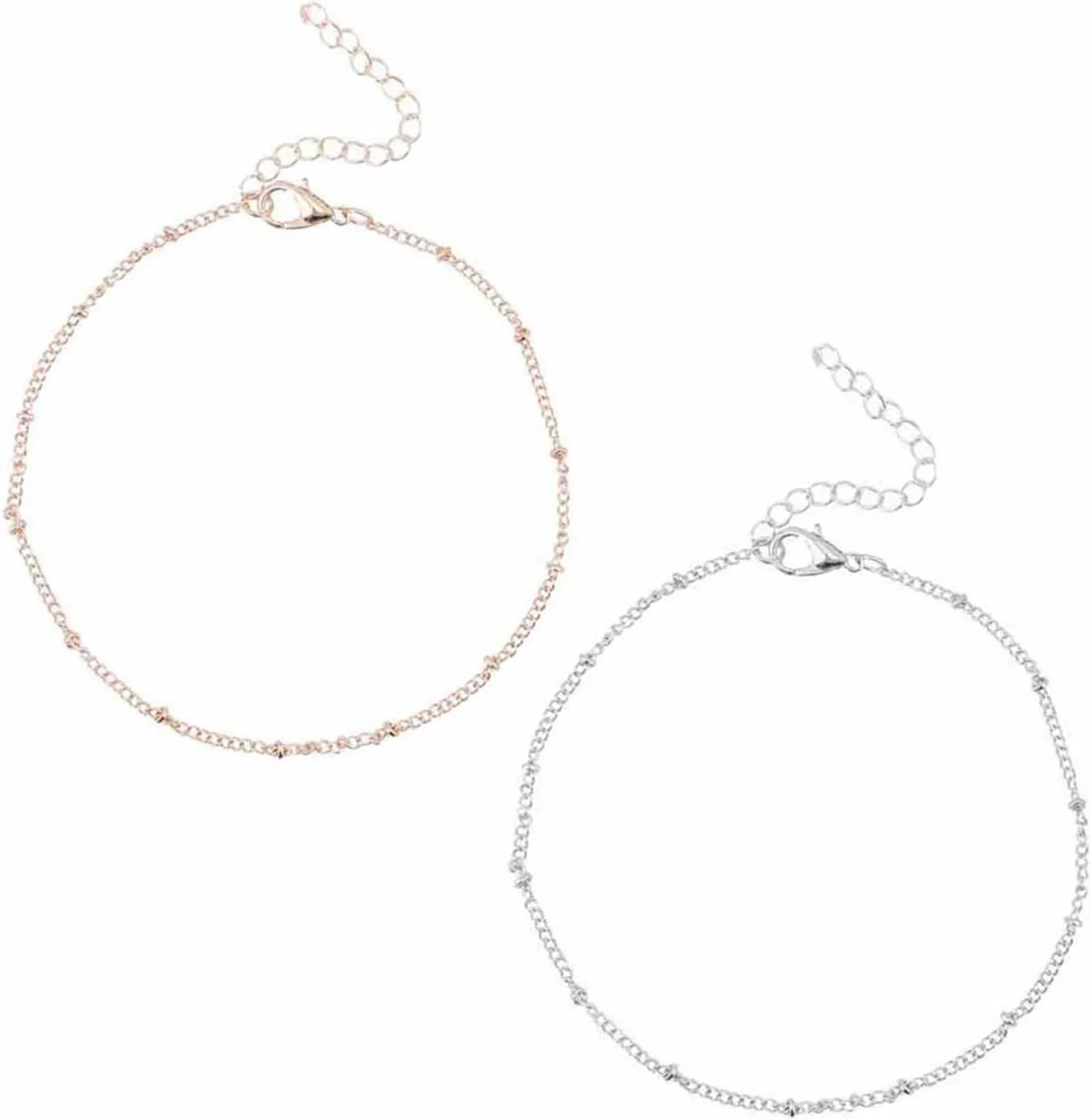 ZZSRJ Fashion Summer Beach Double Bead Bracelet Anklet Foot Jewelry Women (Metal Color : Gold, Size : ONE)